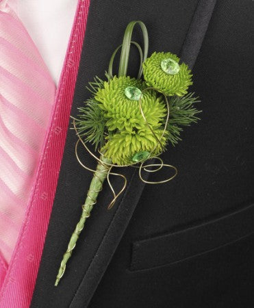 GO GREEN PROM BOUTONNIERE (In-Store Purchase Only. Not available for online ordering or shipping. Please contact the store 9052780000)