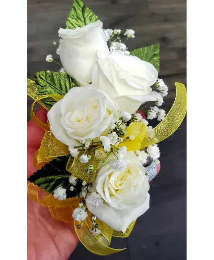 CORSAGE WITH YELLOW RIBBON (In-Store Purchase Only. Not available for online ordering or shipping. Please contact the store 9052780000)