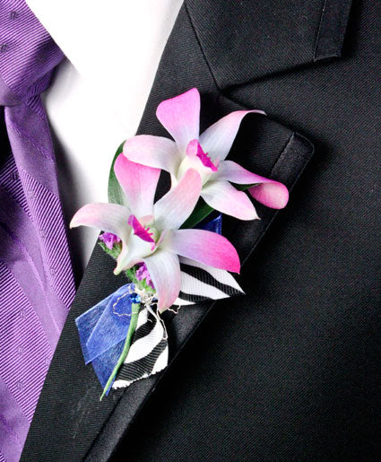 POSH PURPLE ORCHIDS PROM BOUTONNIERE (In-Store Purchase Only. Not available for online ordering or shipping. Please contact the store 9052780000)