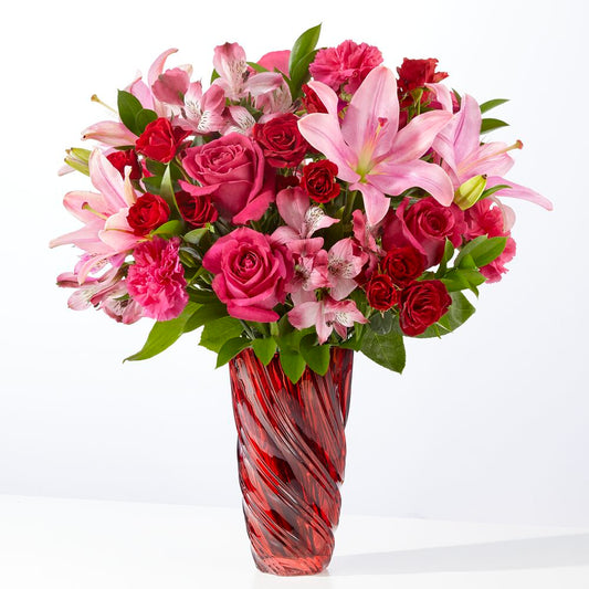 Berry in Love Bouquet with Luxe Swirl Vase