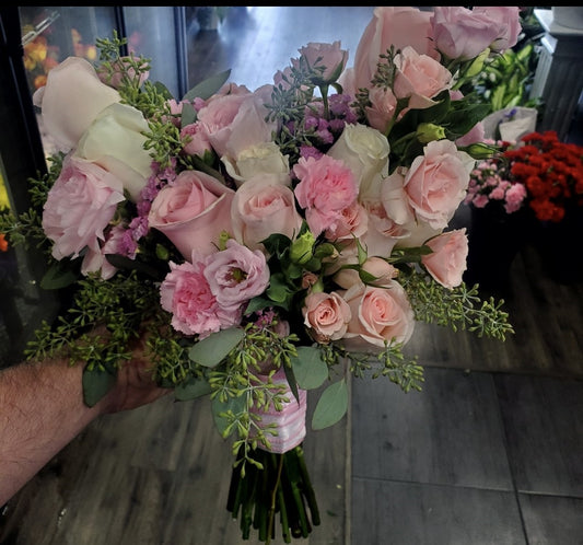 Shades of Pinks and White Bridal Bouquet