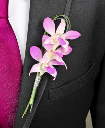 CHIC PINK ORCHID PROM BOUTONNIERE