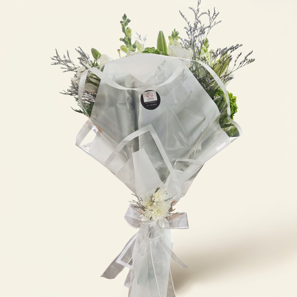 White Lily & Rose Hand-Tied Bouquet